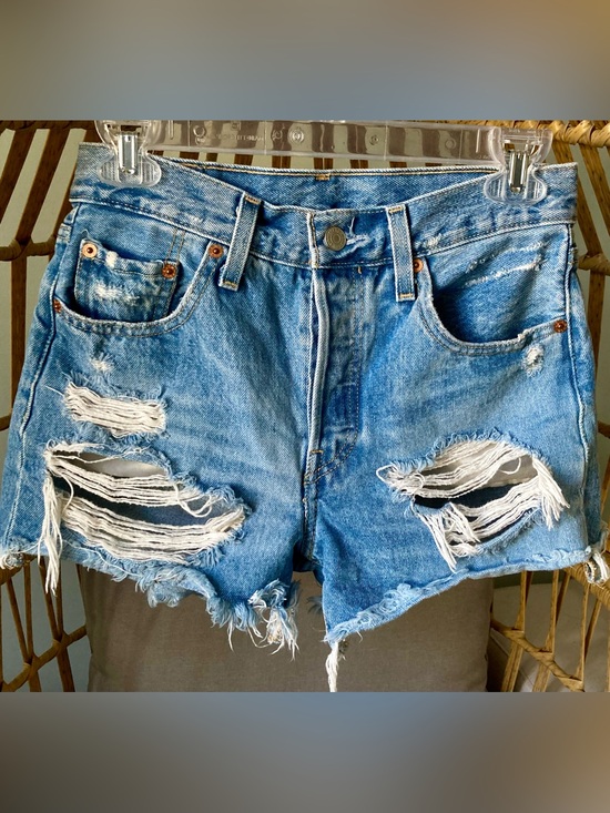Levi's Pants - Levi’s Premium 501 Original Distressed Denim Shorts W25 Button Fly Light Wash